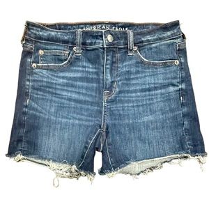 American Eagle Women's 4 Hi Rise Shortie Denim Next Level Stretch Dark Shorts